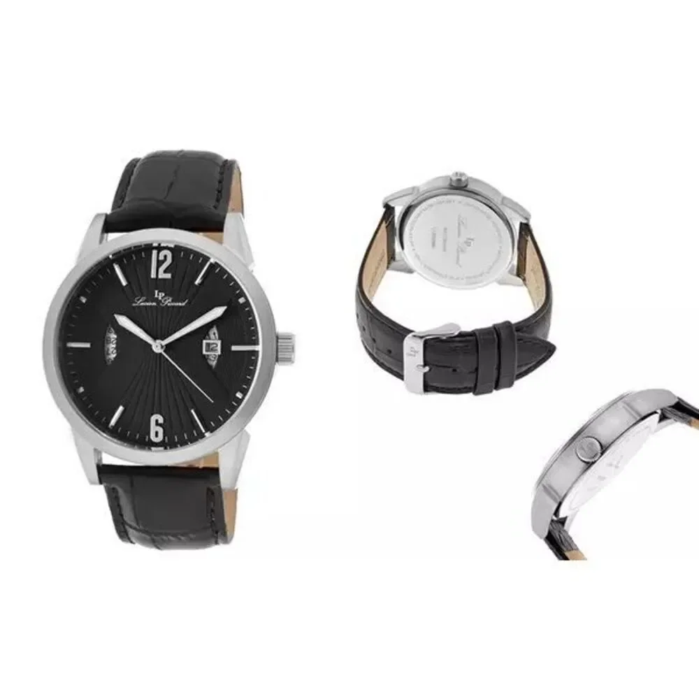 Lucien Piccard Black Leather Waltzmann Watch Men’s